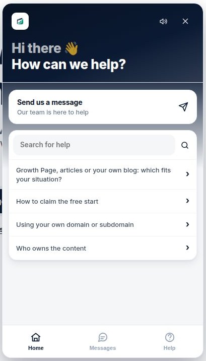 The chat window on GrowthPages.ae