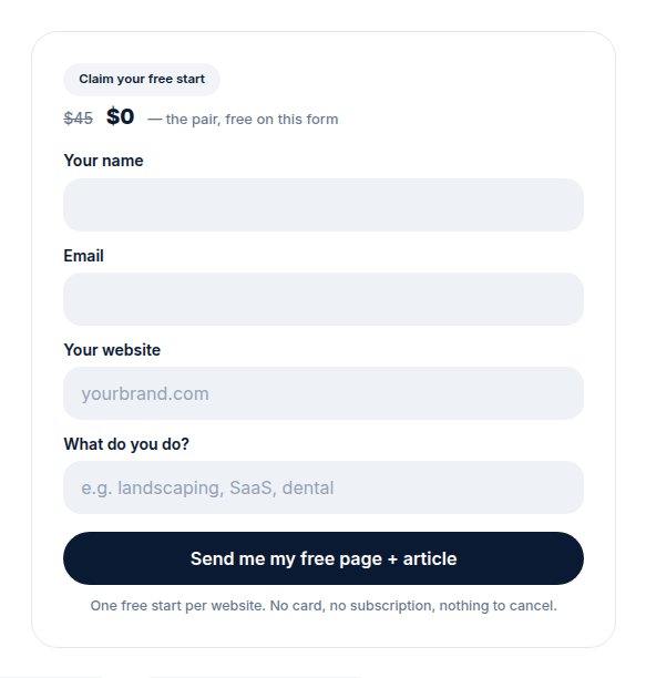 The free start form on GrowthPages.ae