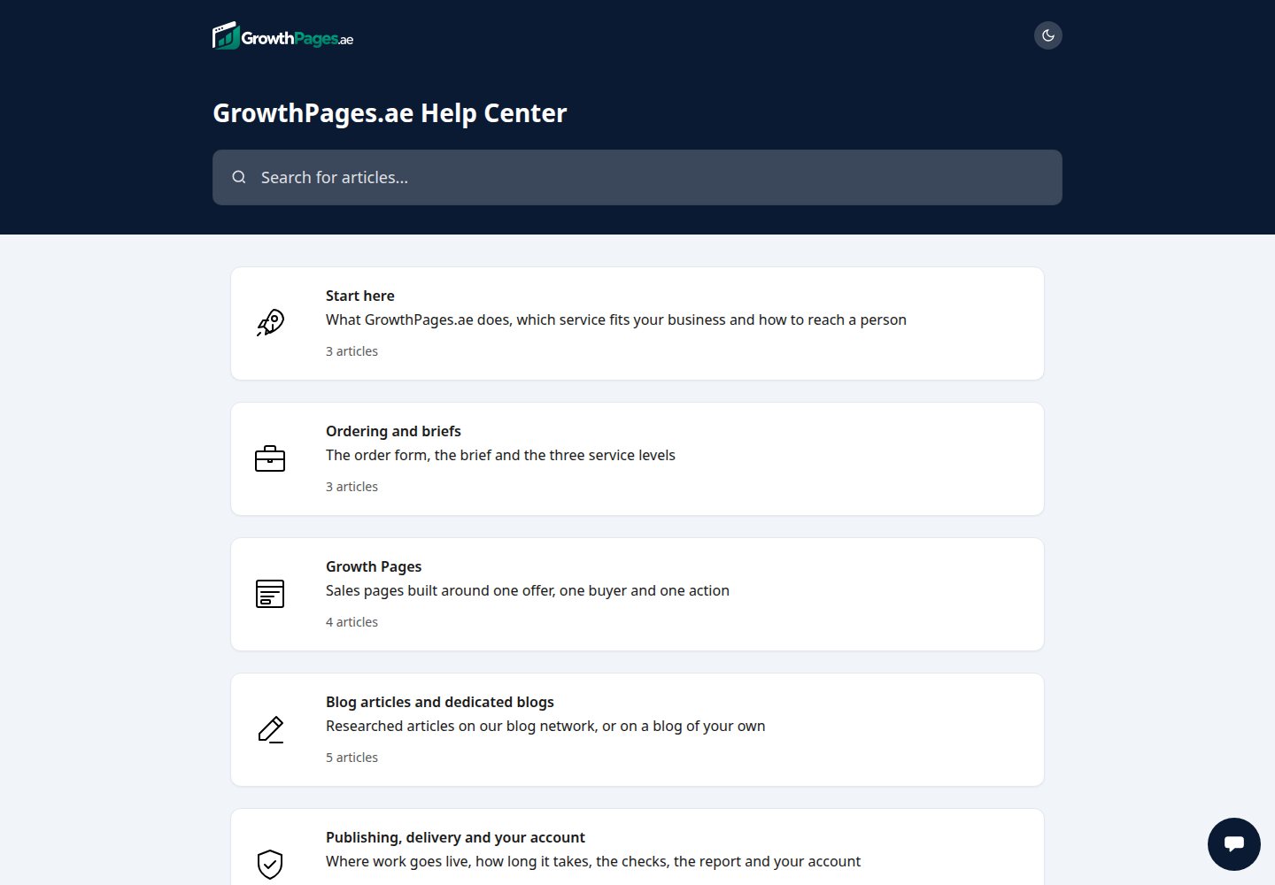 The GrowthPages.ae help center